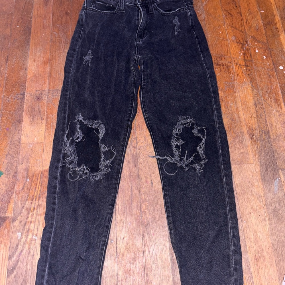 SO Black Distressed Skinny Jeans